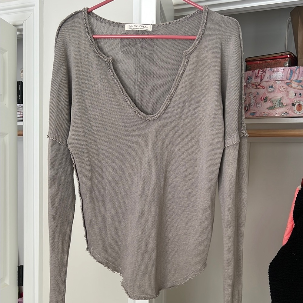 Free People Gray Knit Sweater